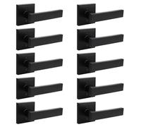 Lot de 10 leviers de porte de passage non verrouillables, serrure intérieure de couloir et de placard avec rosace carrée, design moderne pour portes droitières et gauchères, factice