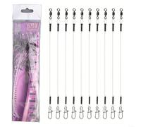 Lot de 10 lignes de pêche fluorocarbone avec rouleau pivotant, verrouillage rapide de 718 kg, conception avec faible élasticité pour une pêche efficace (14 kg 30 cm)