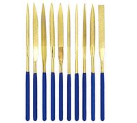 Lot de 10 limes à aiguilles diamantées, 140mm Titane Diamant revêtement Aiguille Plat fichier Ensemble, Mini lime à aiguilles pour métal souple, bois, pierre et plastique