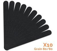 Lot de 10 limes à ongles droites premium - Grain 80/80 - Noir Noir G