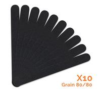 Vivezen - Lot de 10 limes à ongles droites premium - Grain 80/80 - Noir