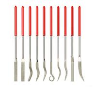 Lot de 10 limes avec poignées en caoutchouc pour un classement détaillé sur bois, métal, verre, pierre et matériaux plastiques (3 x 140)