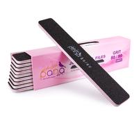 Lot de 10 limes ongles double face PANA Jumbo en meri pour manucure et p dicure, ongles naturels et acryliques - Noir (grain 80/80)