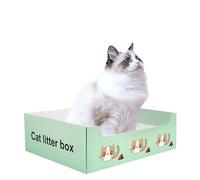 Lot de 10 litières jetables et Pratiques pour Chat - Toilettes 3 en 1 Propres et hygiéniques - Facile à Utiliser - Design en Papier Pliable - Convient à Tous Les Chats - Vert