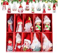 Lot de 10 lutins de Noël en Bois à Suspendre - 8 cm - Décoration en Bois Mignonne - dans Une boîte Cadeau Rouge