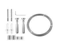 Lot de 10 m de support mural en acier inoxydable avec accessoires pour corde à linge, rideaux de douche, fil photo, balcon et extérieur