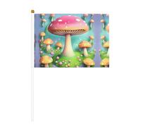 Lot de 10 magnifiques drapeaux à main à motifs de petits champignons de 14 x 20,8 cm | Ajoutez une atmosphère festive aux fêtes et événements sportifs.