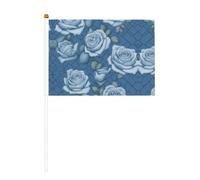 Lot de 10 magnifiques drapeaux à main à motifs roses sur fond bleu 14 x 20,8 cm | Ajoutez une atmosphère festive aux fêtes et événements sportifs.