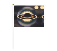 Lot de 10 magnifiques drapeaux imprimés Saturne - 14 x 20,8 cm