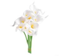 Lot de 10 magnifiques fleurs de lys calla artificielles pour décoration de la maison, 34 cm, créez de superbes centres de table pour toutes les occasions (blanc)