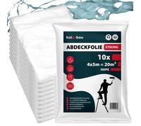 KOTARBAU® Lot de 10 films de masquage 4x5m Film anti-poussière transparent Film de construction Bâche plastique Bâche de peinture à usage général Film de peinture pour rénovation et déménagement
