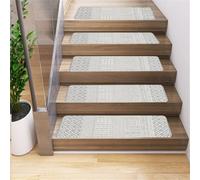 Lot de 10 marches d'escalier en caoutchouc antidérapant ethnique persan doux lavable pour escaliers en bois gris pour intérieur sûr et t