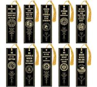 Lot de 10 marque-pages de motivation nordiques Vikings avec pompons en PVC pour enfants, fournitures de salle de classe, employés de bureau, enseignants, lecteurs, étiquettes cadeaux