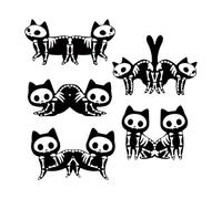 Lot de 10 marque-pages décoratifs en forme de chat squelette avec joli design - Marque-page compact en PVC - Marque-page avec aimant doux - Marque-page pour homme et femme