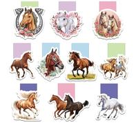 Lot de 10 marque-pages magnétiques chevaux d'écolier - Cadeau de rentrée des classes - Cadeau d'anniversaire d'enfant - Pour les amateurs de livres, les anniversaires de chevaux