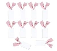 Lot de 10 marque-places en acrylique transparent avec ruban vierge, étiquettes cadeaux, cartes de nom d'invités, décoration de table pour mariage, dîner, fête