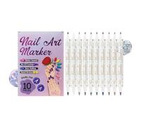 Lot de 10 marqueurs à ongles - Séchage rapide - Avec pointe fine - Pour dessiner, peindre des points et comme liner - Pour lignes, contours, dessins, points, designs et