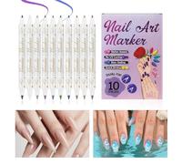Lot de 10 marqueurs à ongles - Séchage rapide et durable - Pour filles, femmes, adolescents, salon, maison, fête, vacances, été, printemps, Halloween, mariage
