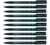Lot de 10 marqueurs permanents Lumocolor à pointe fine étanches résistants aux frottement séchage rapide pour CD DVD OHP noir Staedtler