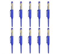 Lot de 10 marqueurs permanents professionnels à base d'huile à longue portée, pointe de 45 mm, marqueurs permanents imperméables pour mesurer, marquer sur bois, cloison sèche, plomberie, bleu