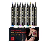 Lot de 10 marqueurs pour le corps, 10 couleurs lavables, aide au stylo d'art temporaire avec texture lisse, accessoire radieux avec style moderne, solution pour la peau du corps pour et