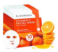 Lot de 10 Masque Visage Vitamin C + Collagen - Masque Hydratant pour Teint Éclatant, Masques Pour le Visage Doux & Ultra-Hydratants, Convient aux Femmes et aux Hommes