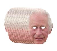 Lot de 10 masques faciaux King Charles III - Fête de 26,9 cm | Matériau doux et durable - Costume de couronnement réaliste sans chapeau - Accessoires de déguisement amusants pour amis et famille