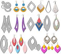 Lot de 10 matrices de découpe de boucles d'oreilles ovales en forme de goutte de diamant en forme de larme, fleur, feuille, étoile, boucles d'oreilles pour la fabrication de cartes, le cuir, le