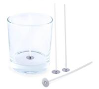 Lot de 10 mèches cirées 12 cm avec porte-mèches | Pack complet d'utilisation dans des bougies parfumées dans un récipient et des bougeoirs | Idéal pour les bougies de massage