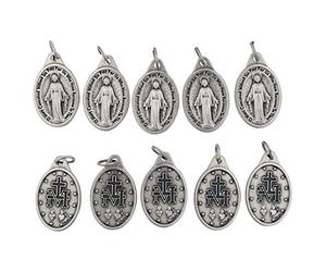 Lot de 10 médailles miraculeuses de 2,5 cm avec anneaux ouverts inclus - Marie Notre-Dame de Grâce, fabriqué en Italie par Venerare, Métal