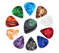 Lot de 10 médiators de guitare - 0,46 mm d'épaisseur colorés avec support, médiators en ABS pour guitare électrique acoustique, frappes classiques pour débutants, enfants et adultes