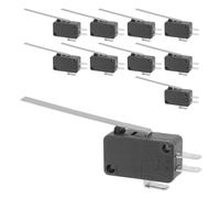 Lot de 10 micro-interrupteurs de fin de course avec levier à charnière long, interrupteur momentané, 16 A 125/250 V AC, 12 V CC SPDT 3 broches 1NO/1NC pour four à micro-ondes, congélateur, arcade, KW7