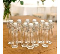 Lot de 10 Mignonnettes en Verre, 5cl, 15cm x 3,3cm, Bouteilles Décoratives avec Bouchon Blanc pour Cadeau Invités Mariage