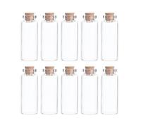 Lot de 10 mini bouteilles en verre avec couvercles en liège - 30 x 60 mm - 25 ml - Petits bocaux en verre - Petits flacons décoratifs pour loisirs créatifs, décorations - Accessoires de rangement