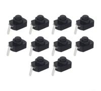 Lot de 10 mini boutons poussoirs de lampe de poche Noir 1 A 30 V Verrouillage Marche/Arrêt Interrupteur de contact en cuivre 2 broches pour bricolage électronique appareils audio jouets Remplacement