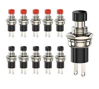 Lot de 10 mini boutons poussoirs momentanés Lockless 2 broches 1 A250 V SPST ON/OFF pour klaxon, voiture, tableau de bord, bateau