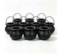 Lot de 10 mini-chaudrons de sorcière noirs en plastique, petits chaudrons