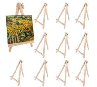 Lot de 10 mini chevalets en bois, 11 x 3,5 x 19 cm | Chevalet de table avec petit cadre triangulaire, support de bureau pour exposer des peintures, dessins