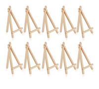 Lot de 10 mini chevalets en bois - Petit chevalet de table - Triangle pliable - Décoration de table pour enfant - Pour mariage, anniversaire, baptême, fête (15 x 8 cm)