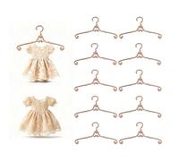 Lot de 10 mini cintres en métal pour maison de poupée, 6,3 cm, parfaits pour Barbie, organisation des vêtements de poupée, affichage et rangement - Or rose