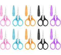 Lot De 10 Mini Ciseaux De Bricolage Avec Étui De Protection En Acier Inoxydable-Ciseaux Polyvalents Pour Couper Du Papier,Scrapbooking,Couture,Travail D'art