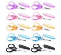 Lot de 10 mini ciseaux de bricolage en acier inoxydable - Petits ciseaux polyvalents - Ciseaux droits précis avec étui de protection - Ciseaux de bricolage pour couture, papier, découpage