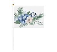 Lot de 10 mini drapeaux à l'aquarelle avec fleurs d'hiver, feuilles de pin, mini drapeaux sur bâton pour fête, activités d'équipe, défilés, décoration de vacances
