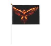Lot de 10 mini drapeaux à main avec ailes de phénix - Flammes qui coulent - Pour fête, activités d'équipe, défilés, décoration de vacances