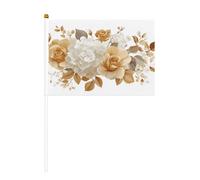 Lot de 10 mini drapeaux à main avec hortensias et roses - Pour fête, activités d'équipe, défilés, décoration de vacances