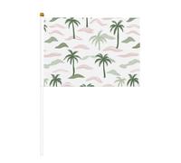 Lot de 10 mini drapeaux à main avec palmiers et petites îles sur bâton pour fête, activités d'équipe, défilés, décoration de vacances