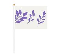 Lot de 10 mini drapeaux à main avec trois feuilles violettes sur bâton pour fête, activités d'équipe, défilés, décoration de vacances