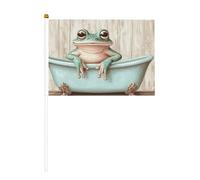 Lot de 10 mini drapeaux à main en forme de grenouille assise dans une baignoire pour fête, activités d'équipe, défilés, décoration de vacances