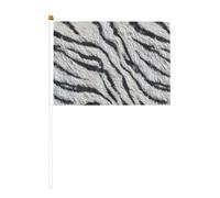 Lot de 10 mini drapeaux à rayures blanches et tigrées noires sur bâton pour fête, activités d'équipe, défilés, décoration de vacances