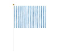 Lot de 10 mini drapeaux à rayures bleu pastel aquarelle, mini drapeaux sur bâton pour fête, activités d'équipe, défilés, décoration de vacances